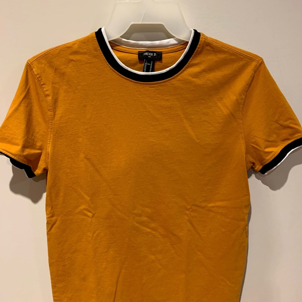 Forever 21 Mustard Contrast Ringer T-Shirt - Size M